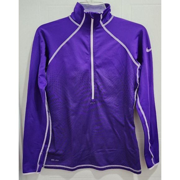 Nike Tops - Nike Pro Women's Dri Fit Long Sleeve Fitted Half Zip Pullover Top Purple Size M